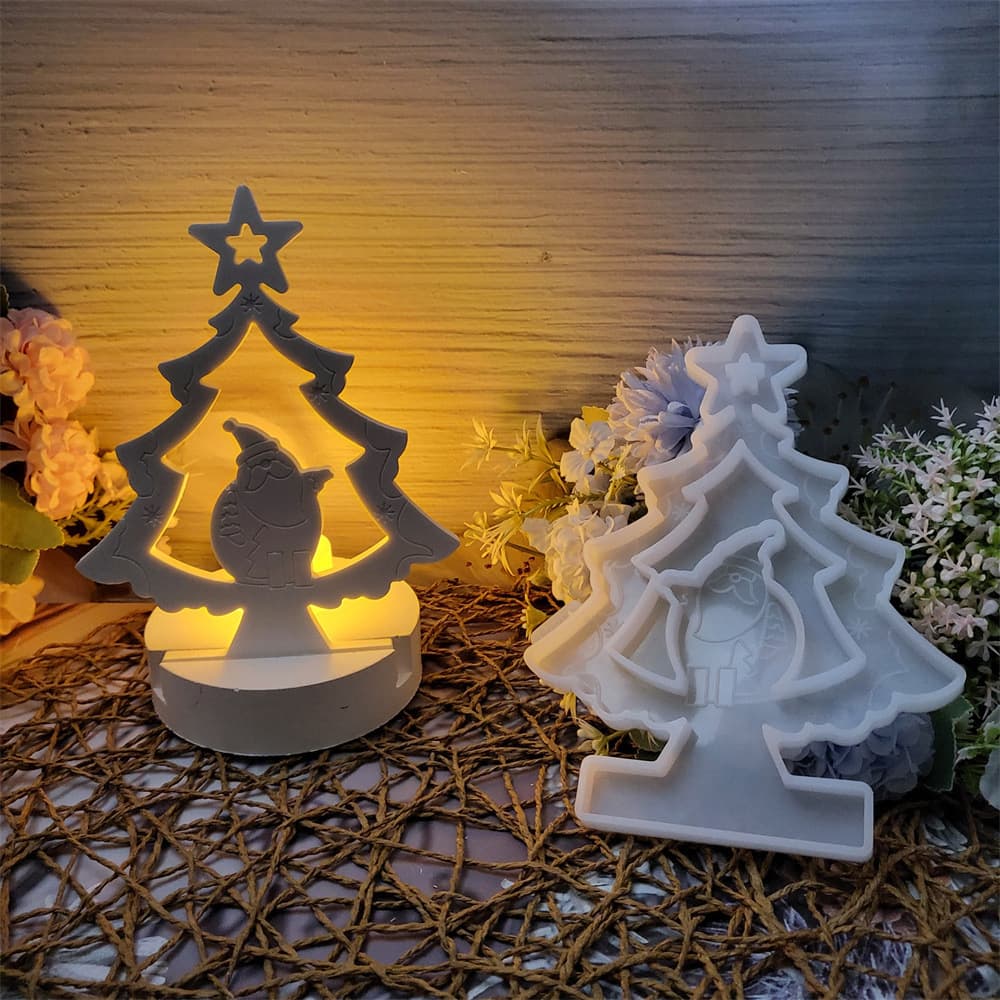 S0867 Old Man in the Christmas Tree Desktop Decoration Cement Plaster Mold DIY Silicone Mold