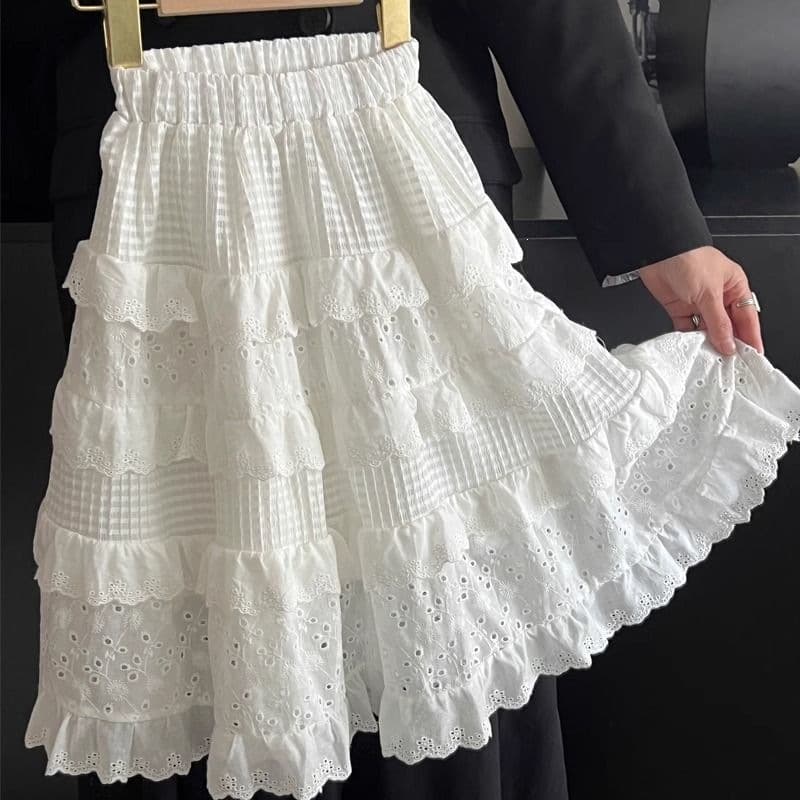 Girls Skirt Spring Autumn 2026 New Fashionable Princess Little Girl Half Skirt White Cake Skirt Big Kids Skirt