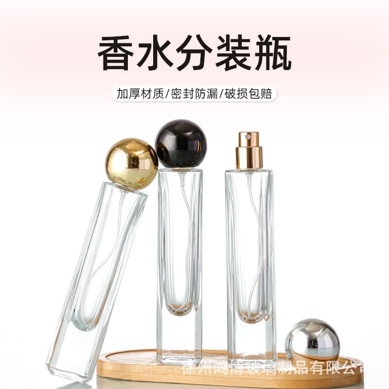 30ml Glass Perfume Bottle Minimalist Cosmetic Essential Oil Press Spray Sample Bottle Portable Perfume Dispensing Bottle In Stock