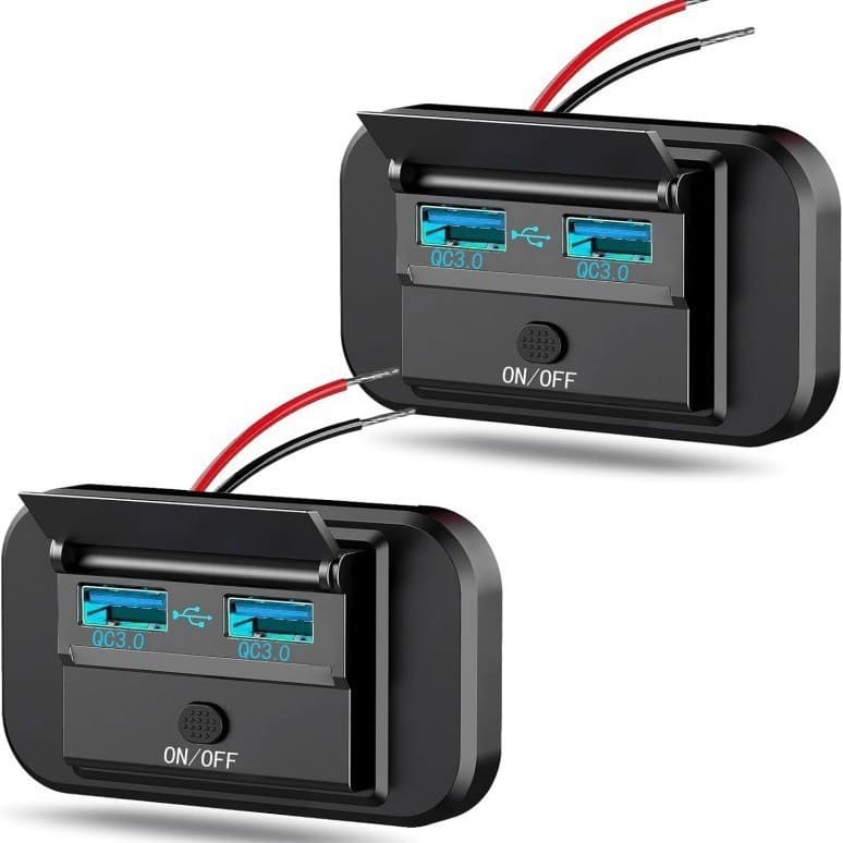 Cross-border Hot Selling Car/RV QC3.0+PD3.0 Fast Charger High Power 12-24V with ON-OFF Button