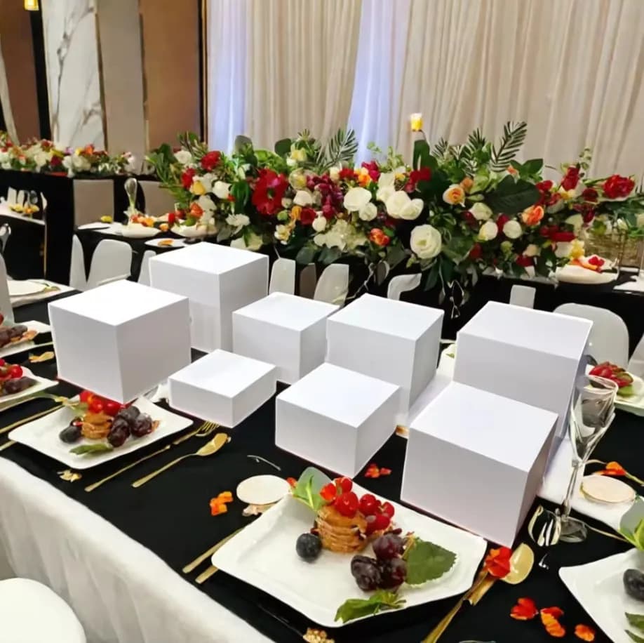 Acrylic Food Display Stand White Buffet Riser Cube Thick Cake Base Acrylic Wedding Banquet
