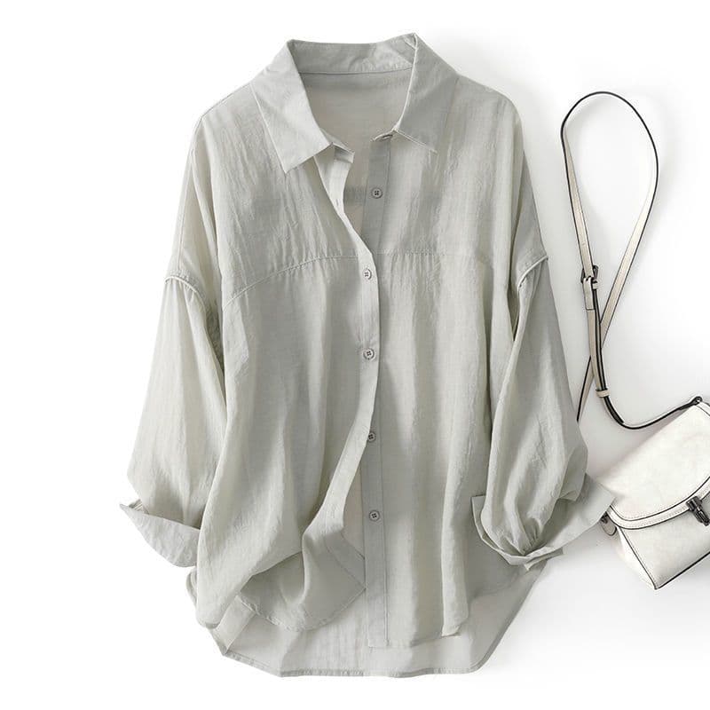2026 Light Luxury Spring/Summer New Loose Breathable Tencel Long-Sleeve Shirt, Designer Casual Blouse and Sun-Protection Top for Women