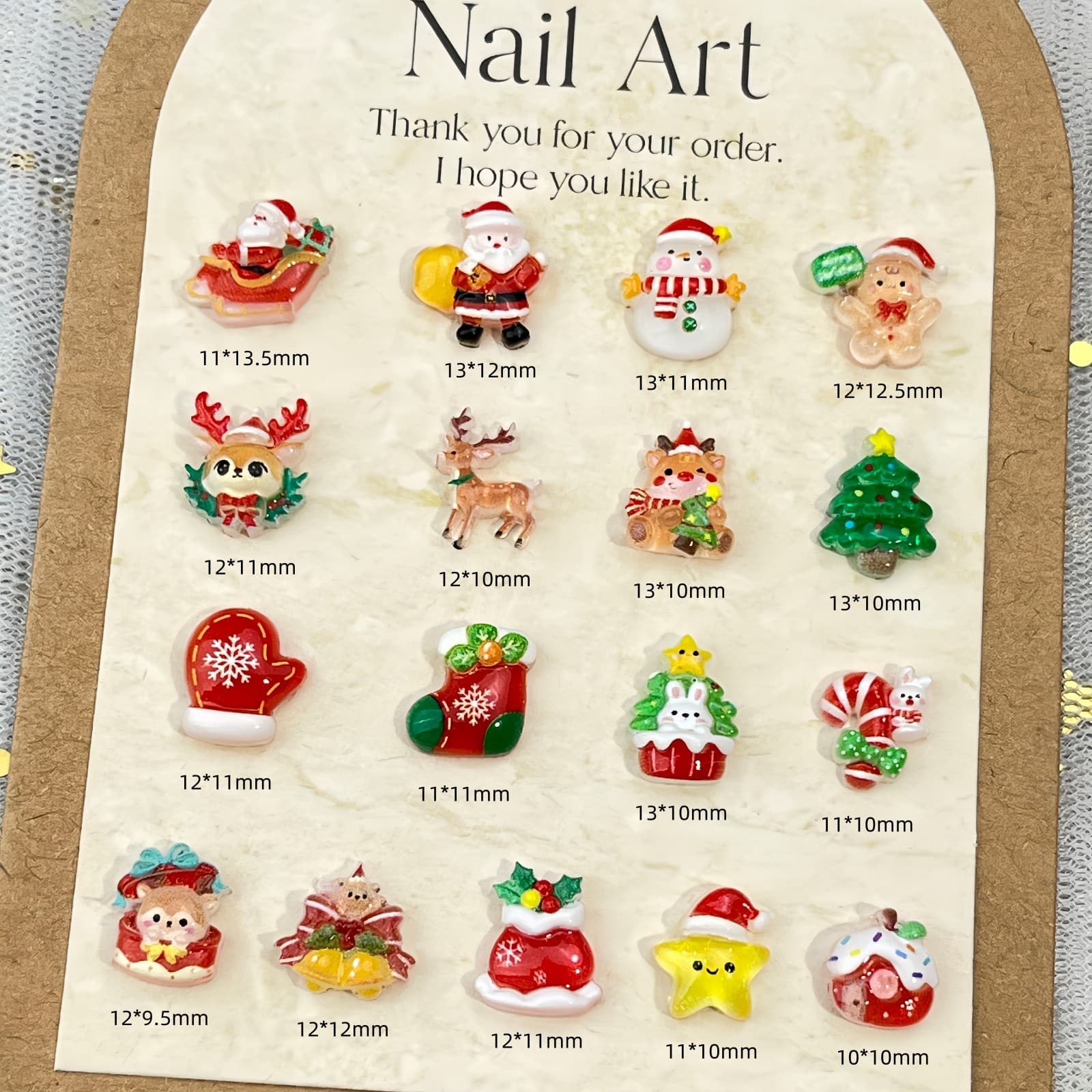 2026 Christmas Cartoon Nail Art Decorations - Cute Santa Claus Reindeer Gingerbread Man Resin DIY Nail Accessories