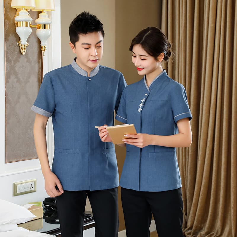Hotel PA Cleaning Uniform Short Sleeve, Property Floor Male and Female Cleaner Workwear, Housekeeping Service, Hourly Worker, Nanny Summer