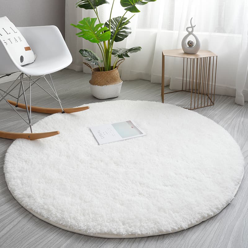 Living room carpet, stain-resistant, easy to clean, modern minimalist solid color round coffee table rug, soft, non-slip, faux cashmere