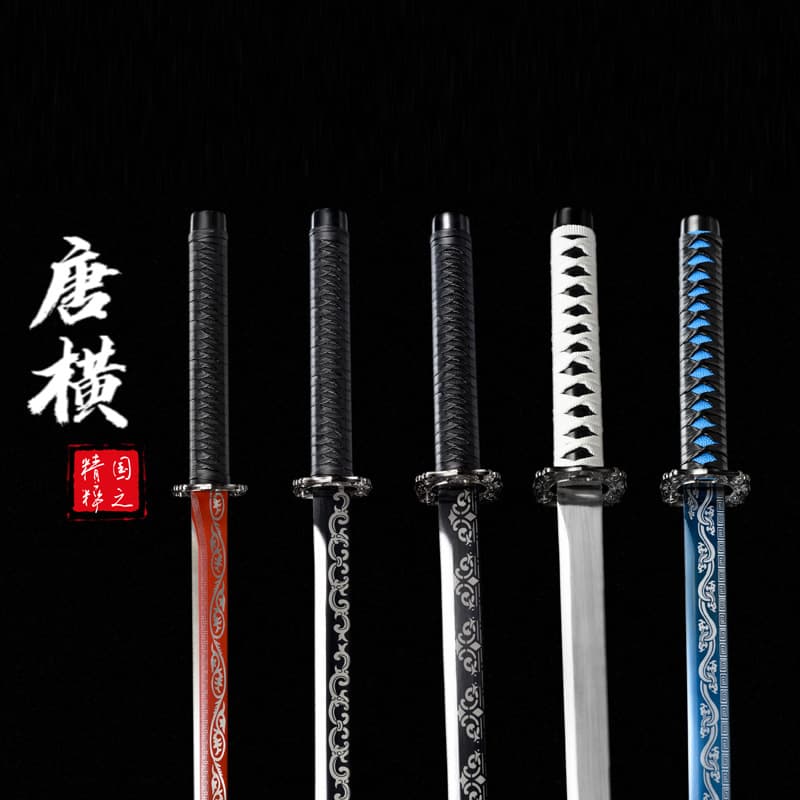 Longquan Forged One-Piece Straight Sword Tang Horizontal Sword Embroidered Spring Sword Cold Weapon Anime Film and Television Sword Manganese Steel Unsharpened