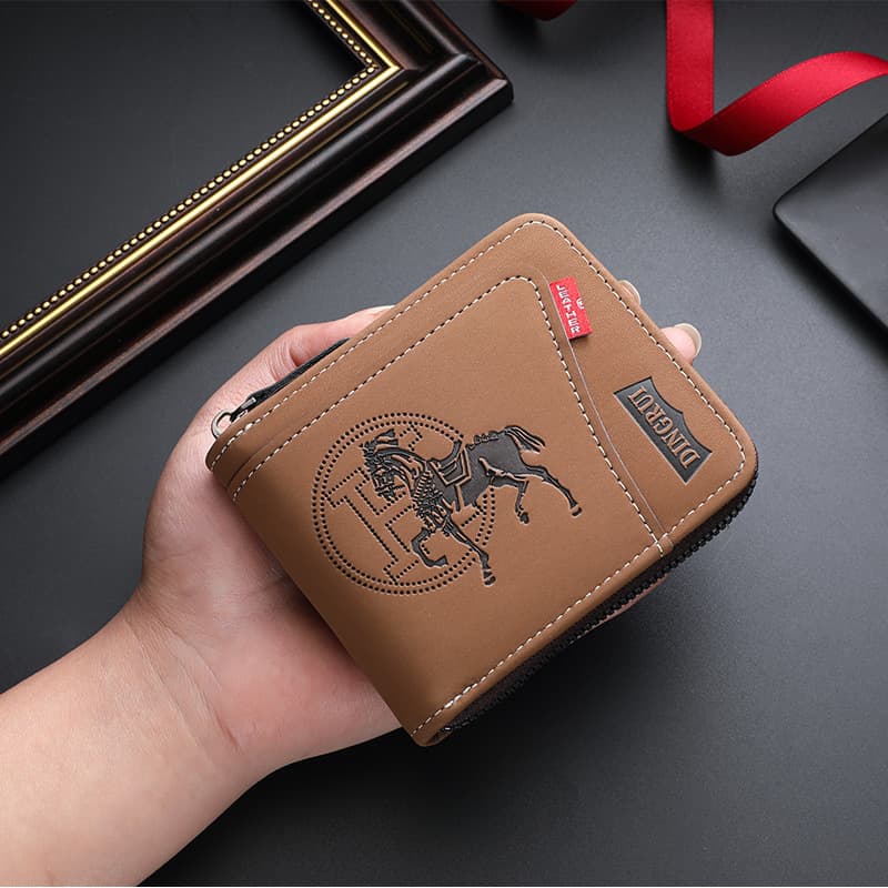 Custom Men's Multi-Slot Zipper Wallet New Short Billfold Coin Purse Card Holder Wallet Factory Wholesale