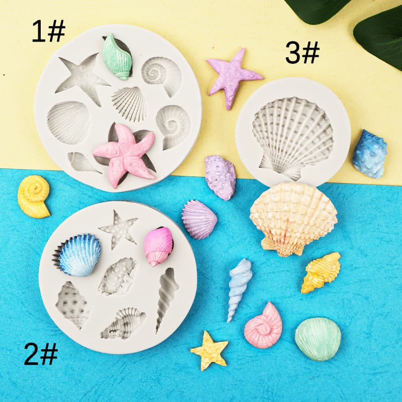DIY Fondant Decoration Ocean Theme Shell Starfish Silicone Mold Chocolate Clay Epoxy Mold