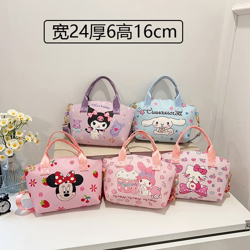 Fashionable Versatile Girls Crossbody Bag Cartoon Leather Kuromi Handheld Portable Shoulder Bag Cute Kids Small Crossbody Bag
