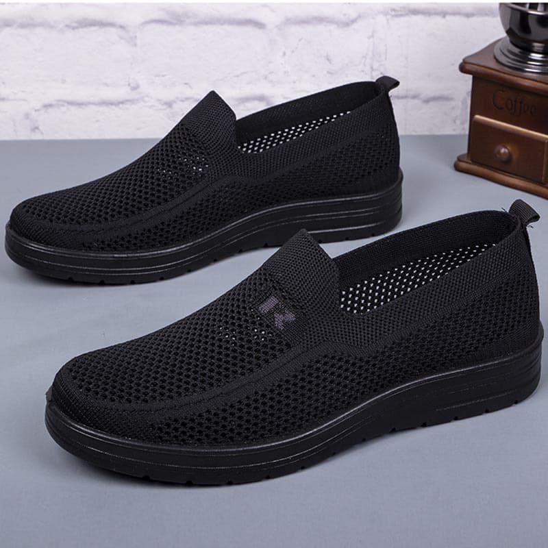 Summer Cross-Border Breathable Mesh Old Beijing Cloth Shoes for Men, Soft Sole Anti-Slip Slip-On Dad Shoes for Middle-Aged and Elderly, Casual Footwear