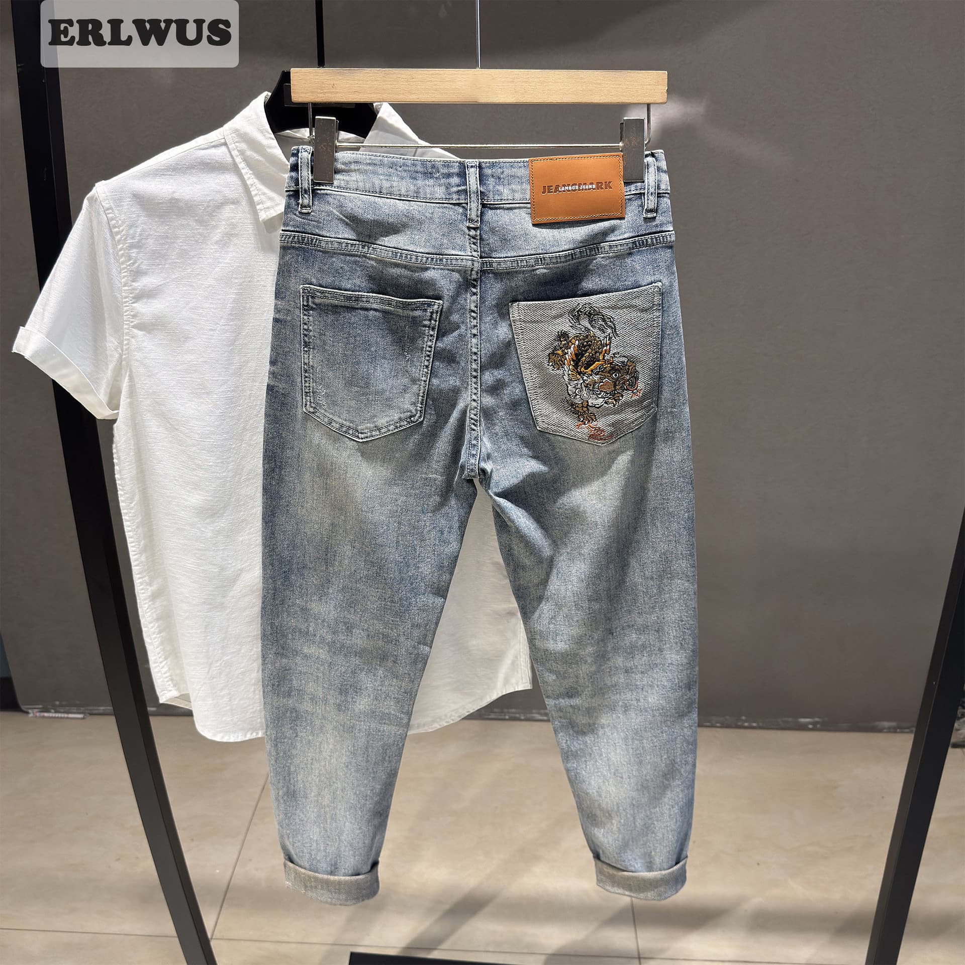 High Street Ripped Jeans for Men 2026 New Trendy Personality Embroidery Slim Fit Skinny Pants Summer Thin Style
