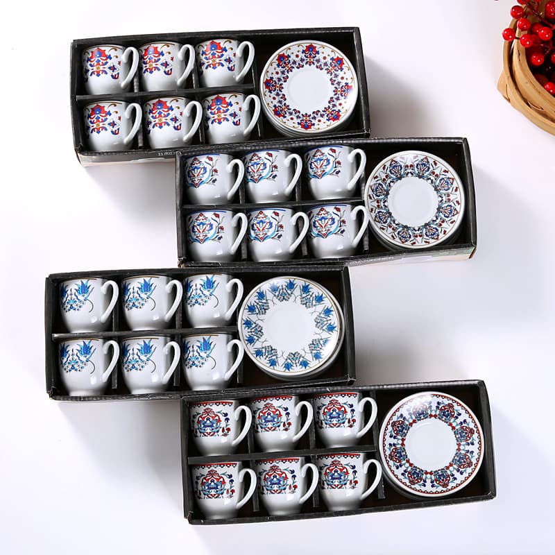 Middle East Saudi ceramic cup and saucer creative coffee cup 6 cups 6 saucers gift cup cross-border cup and saucer gift set tea cup
