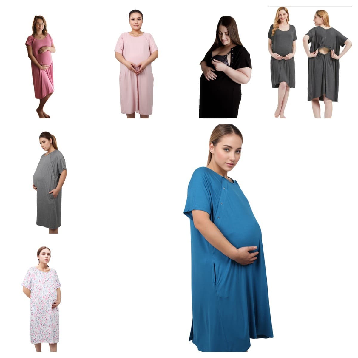 Maternity Hospital Delivery Gown, Labor Robe, Nursing Nightgown, Postpartum Sleepwear, Multi-Functional Comfortable Nightdress