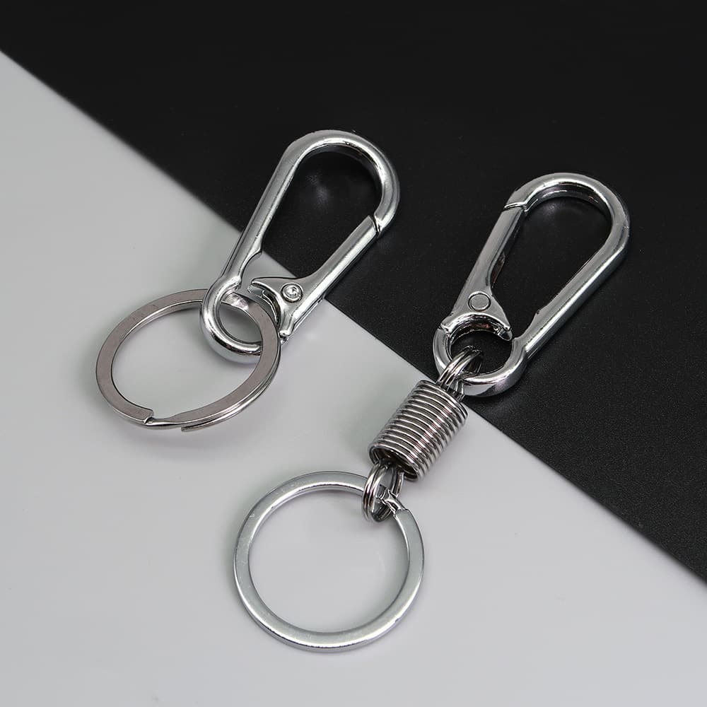Factory Zinc Alloy Car Keychain Accessories Ring Motorcycle Key Spring Carabiner Men's Waist Hook Wholesale