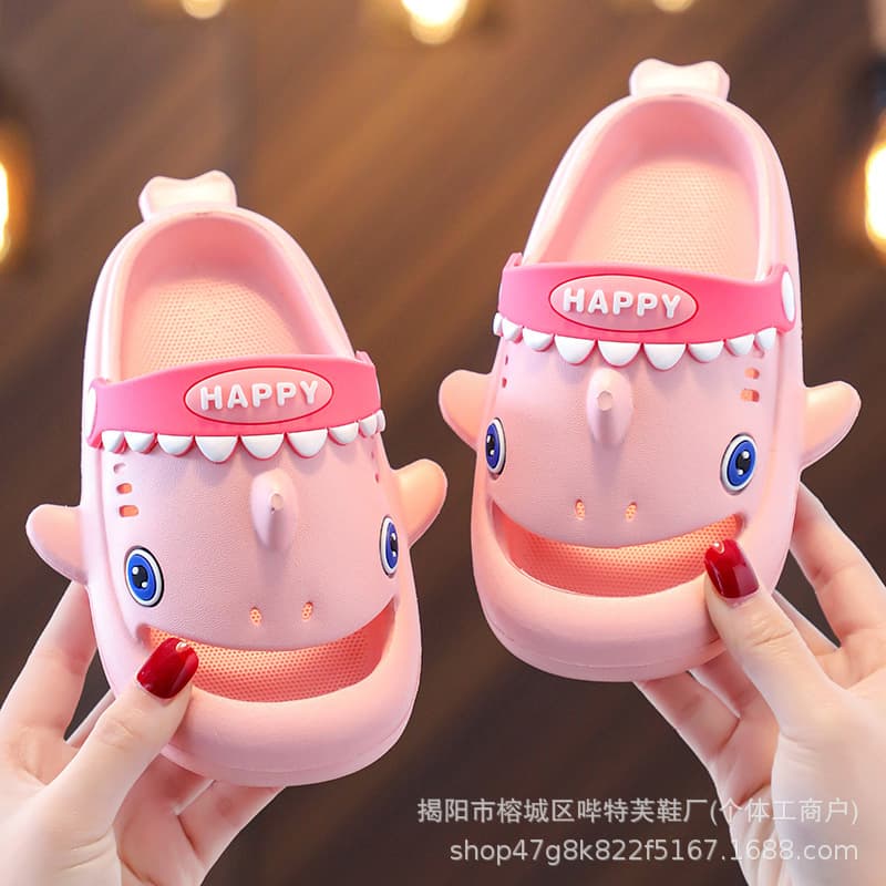 Shark EVA Baotou Hole Shoes Slippers Women's Poop Sense Thick Bottom Cartoon Indoor Non-Slip Household Children's Sandals for Men