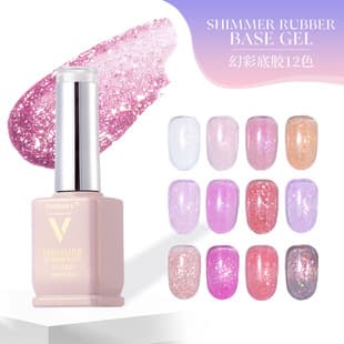 Cross-border VINIMAY New 12-Color 2-in-1 Iridescent Base Gel, Nude Base Gel, One Gel Dual Use, Nail Salon Exclusive