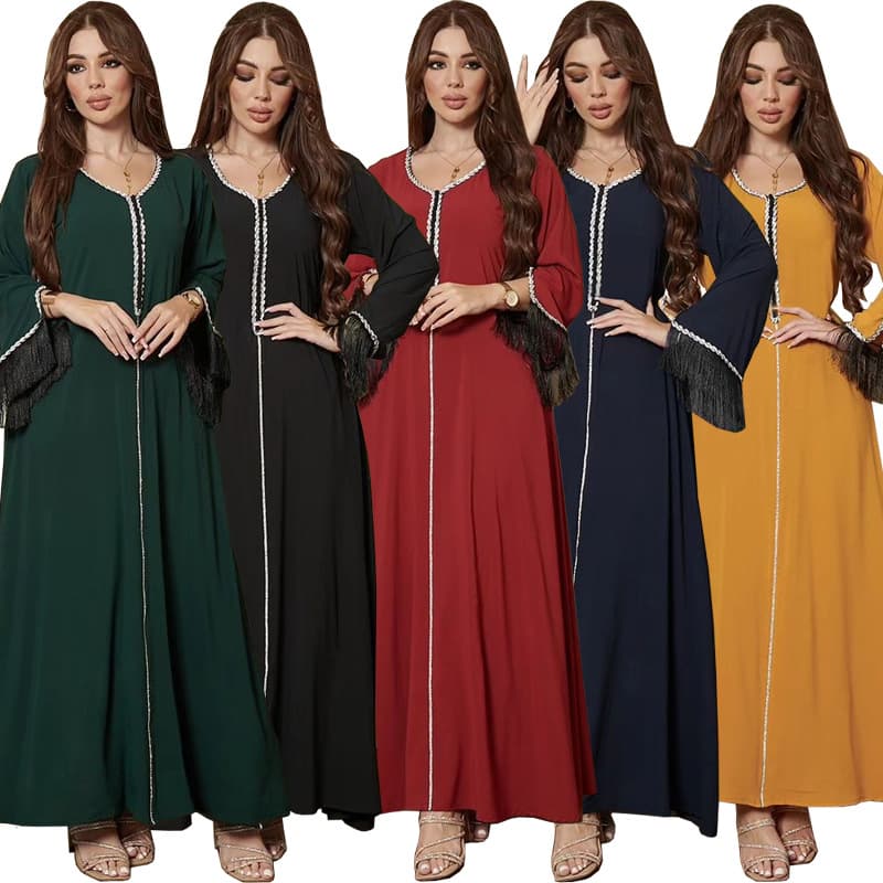 AB329 2026 summer new style direct selling fashion hot diamond dress diamond fashion tassel splicing long skirt women's clothing