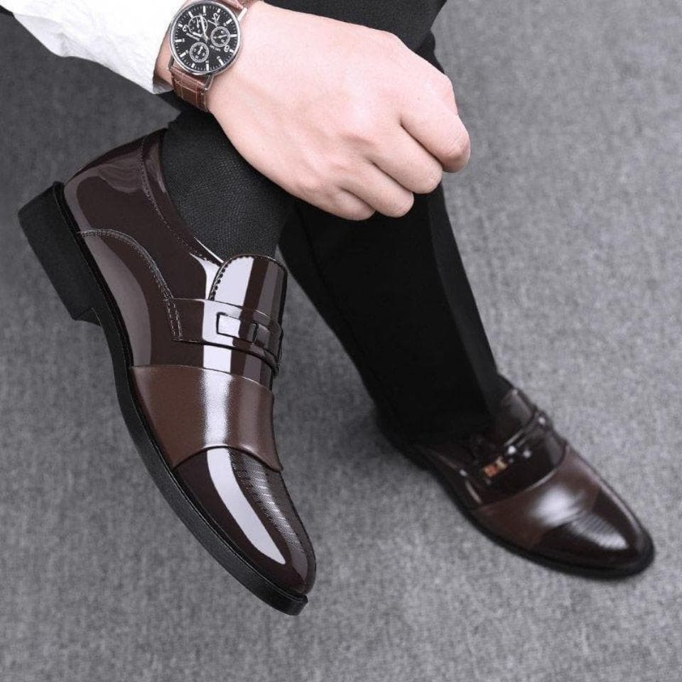 New men's formal leather shoes, business style, fashionable and simple TEMU casual leather shoes.