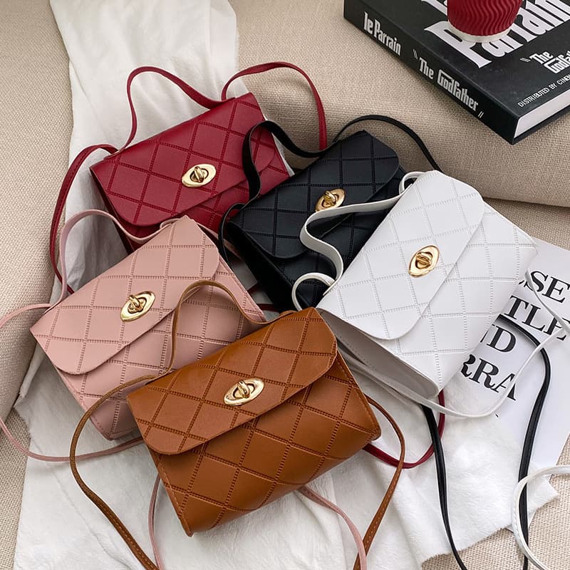 Diamond Grid Stripe Small Square Bag Handbags Women 2025 Korean Style Tote Bag Wholesale Bags for Women