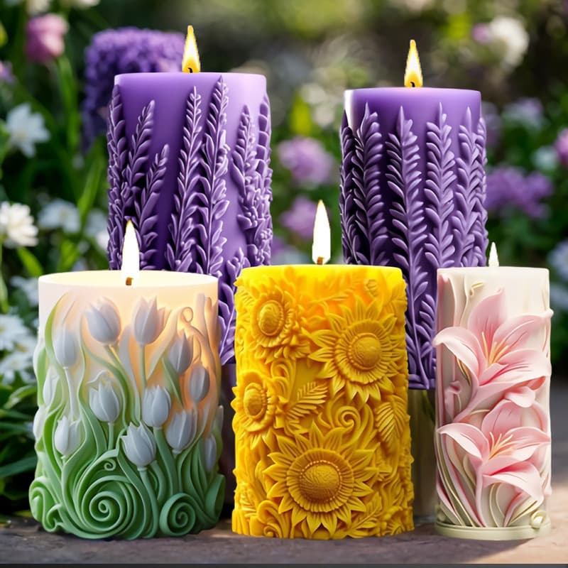 Wenxin Tulip Flower Column Candle Silicone Mold DIY Sunflower Flower Cylinder Gift Scented Candle Mold