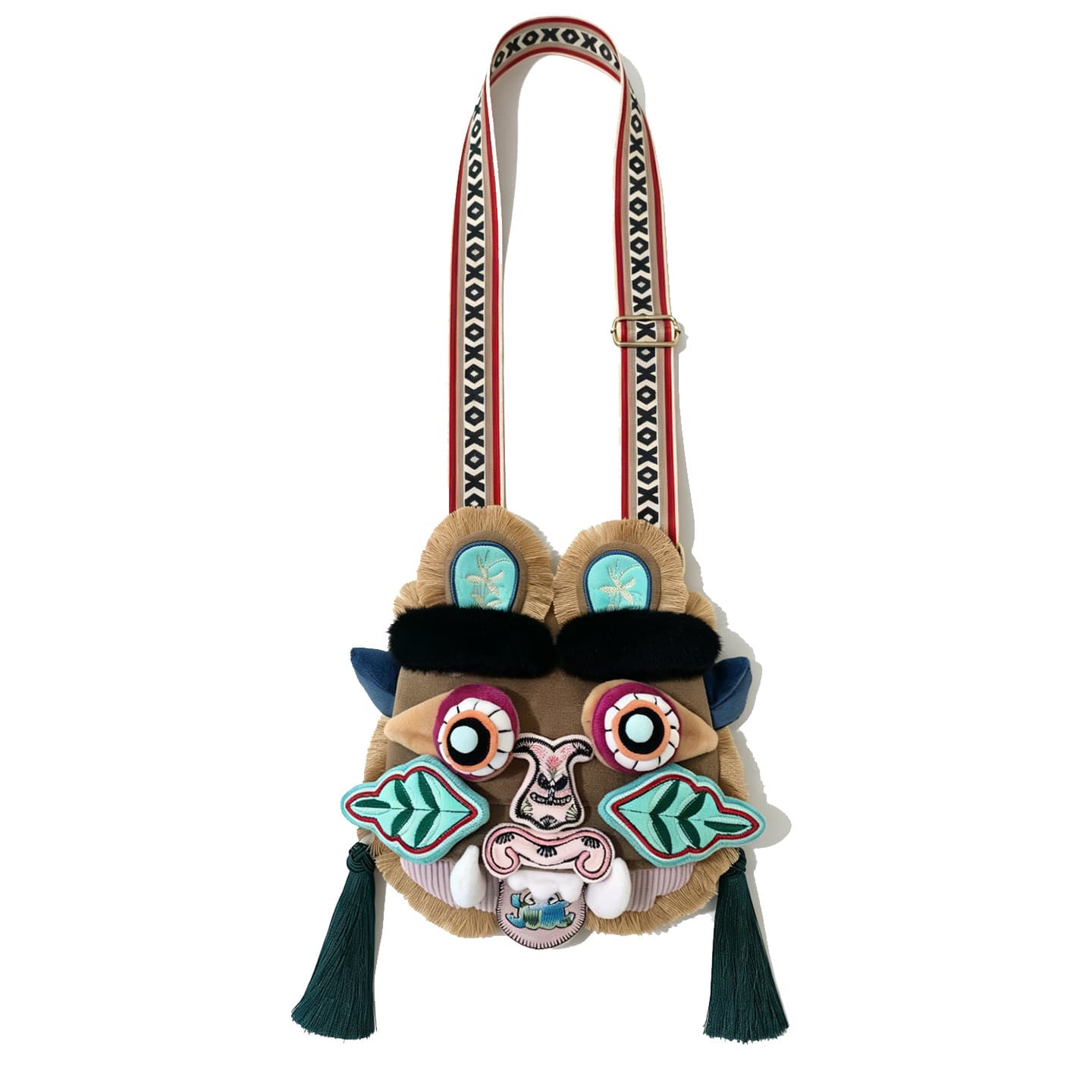 Musk's son's same style Guangxi embroidered lady tiger head bag, high-looking three-dimensional suede intangible cultural heritage tiger head doll bag