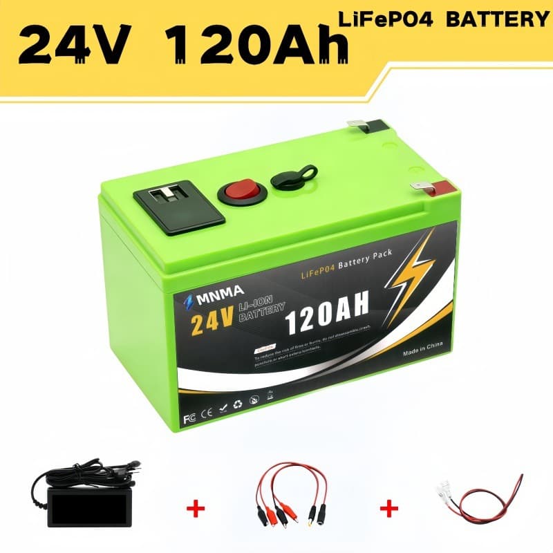 24V 120Ah lithium iron phosphate battery, deep cycle 4000+ times, built-in battery management system