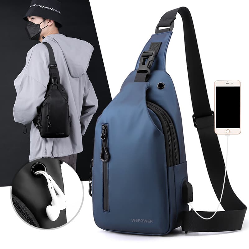 Men's Chest Sling Bag for Business, Casual, and Sports, Water-resistant Multi-function