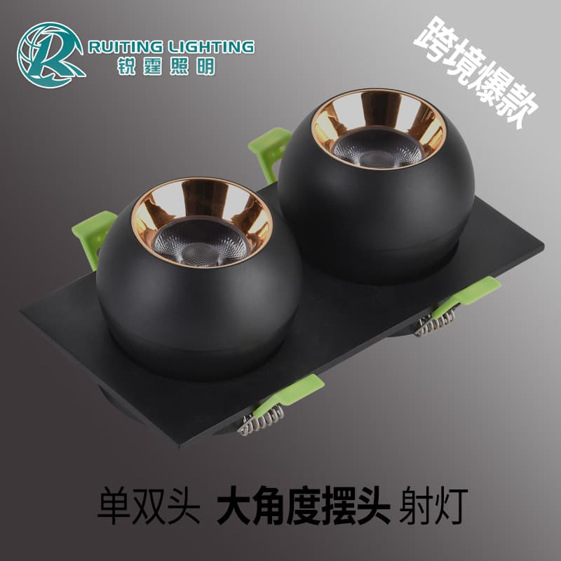 Cross-border single/double head swivel recessed spotlight adjustable angle square round sphere nodding LED swivel spotlight