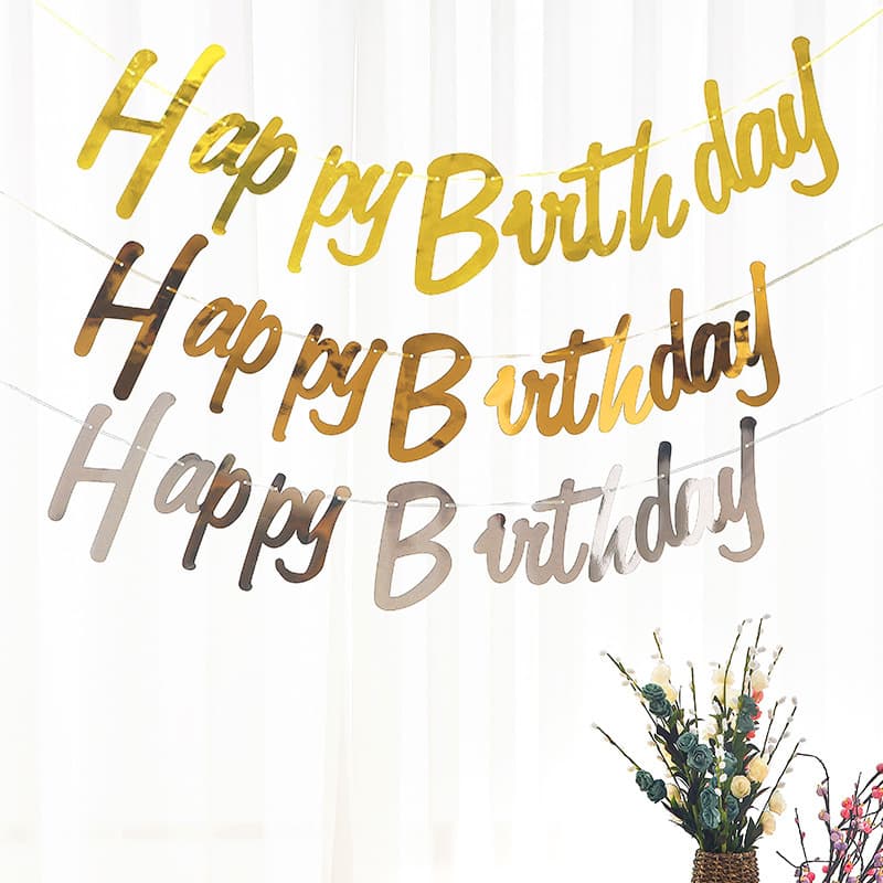 Ins Cursive Happy Birthday Banner for Baby's First Birthday Party Decoration