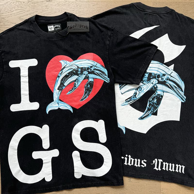 Meichao God & Speed Skull Rock Band Heart Street Vintage Washed Distressed Couple Loose Short Sleeve T-Shirt