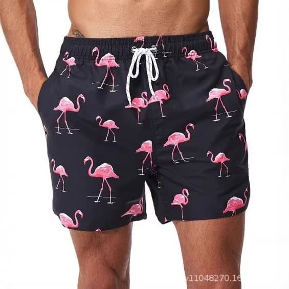 2026 Summer Cross-Border Flamingo Small Fish Series 3D Digital Print Casual Men's Fashion Sports Beach Shorts
