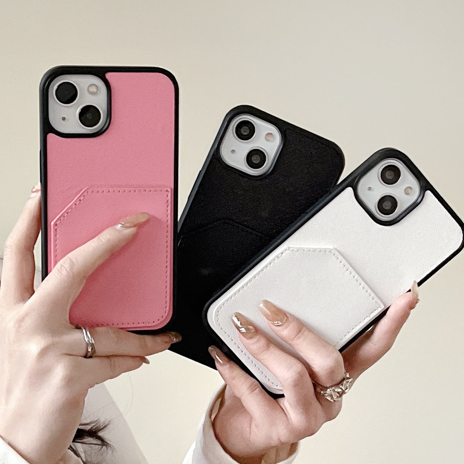 New iPhone 17 Pro Phone Case 12 Trendy Cross Grain Card Slot Export for iPhone 13 Protective Case