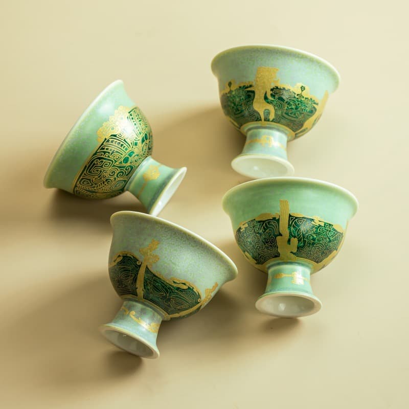 Bronze Sanxingdui goblet tea cup art wine cup ceramic master cup tea cup cultural and creative souvenir gift