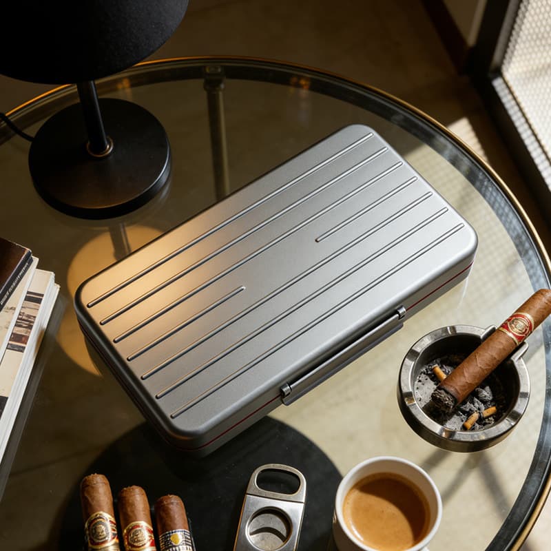 Portable Cigar Case Premium Cigar Humidor 5-Count Aluminum Alloy Personalized Sealed Cigar Storage Box Manufacturer