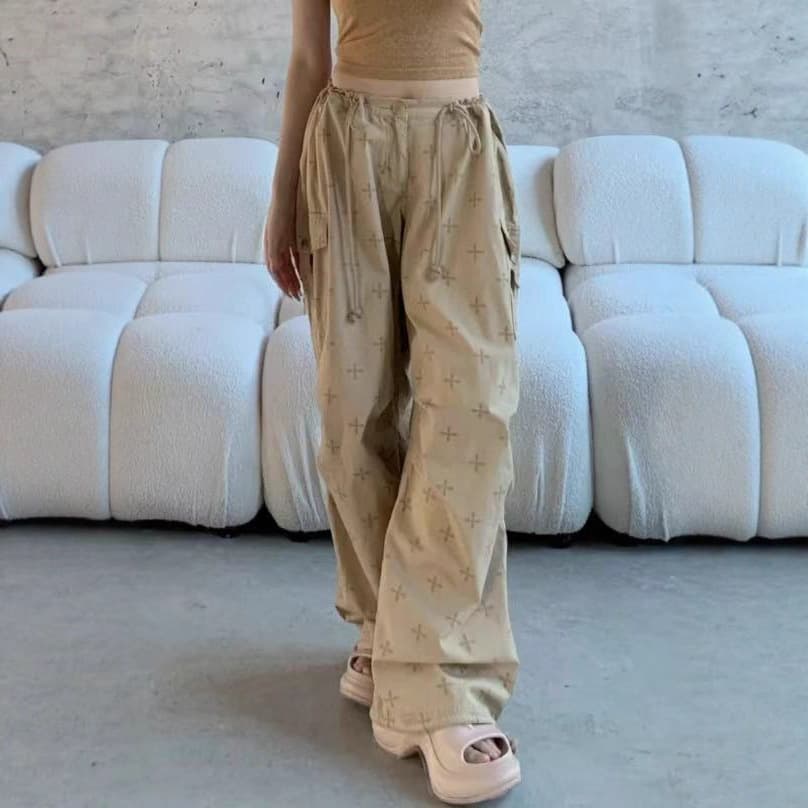 Sk Temple Garden Hunting Paratrooper Pants Drawstring Workwear Full Printed Wide Leg Pants 24
