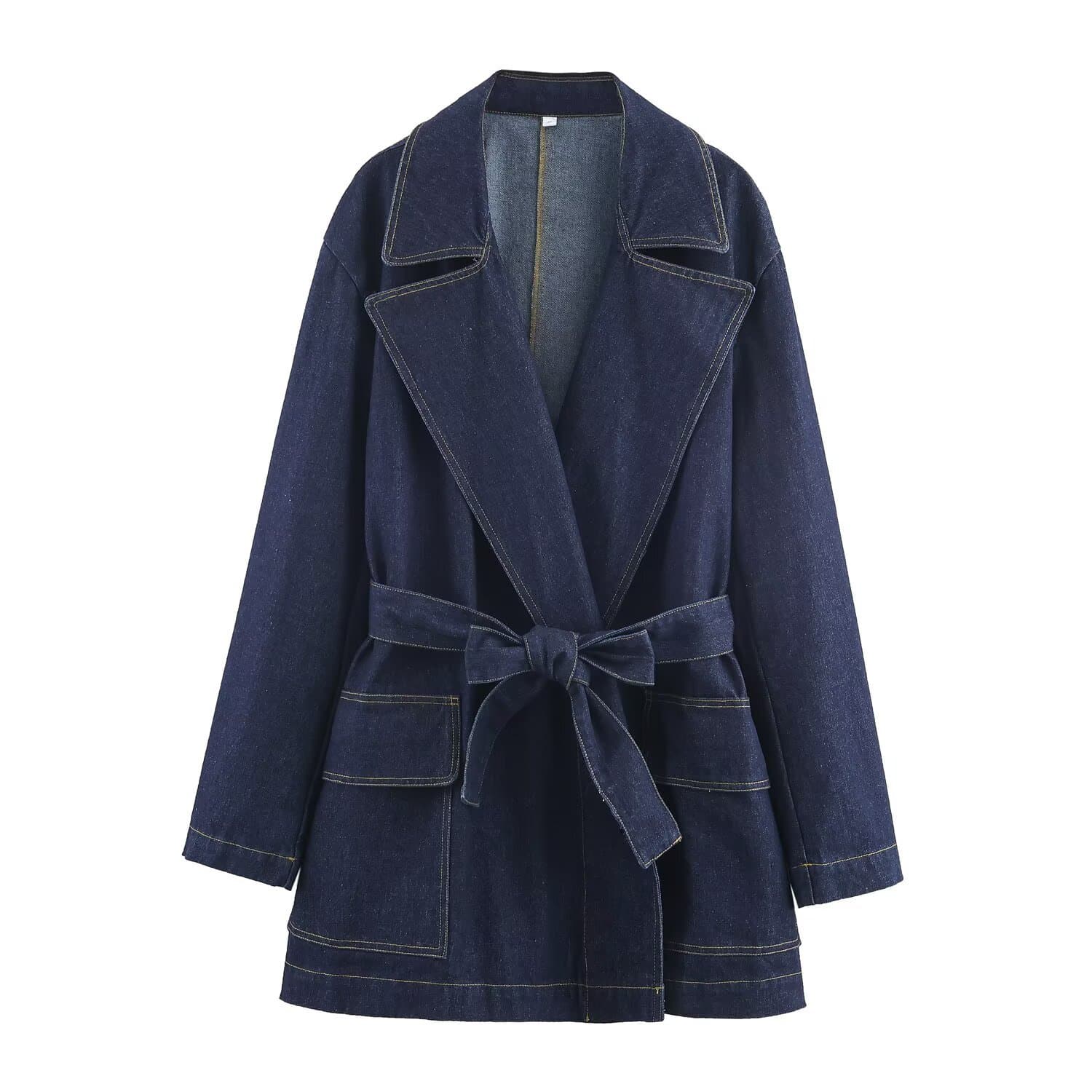 Cross-border Europe and America 2025 Fall New Women's High-End Fashion Oversized Design Versatile Denim Trench Coat