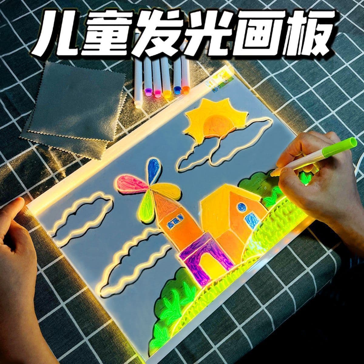 Cross-border DIY handwritten fluorescent advertising board, LED luminous advertising sign, stall display board, blackboard erasable writing board
