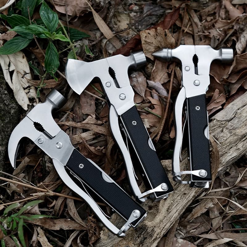 Outdoor Multi-functional Ground Stake Hammer, Vehicle-mounted Plastic Life-saving Window Breaker Hammer, Stainless Steel Safety Hammer, Axe Hammer, Claw Hammer