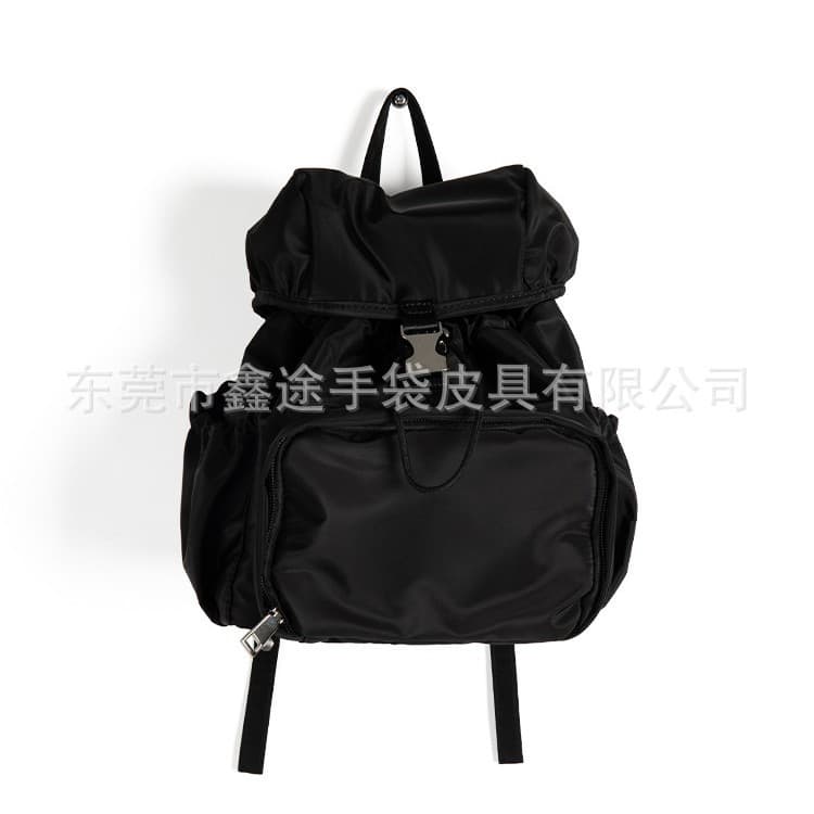 New Lightweight Nylon Fabric Backpack, Personalized Flap Buckle Backpack, Travel Short Trip Drawstring Backpack