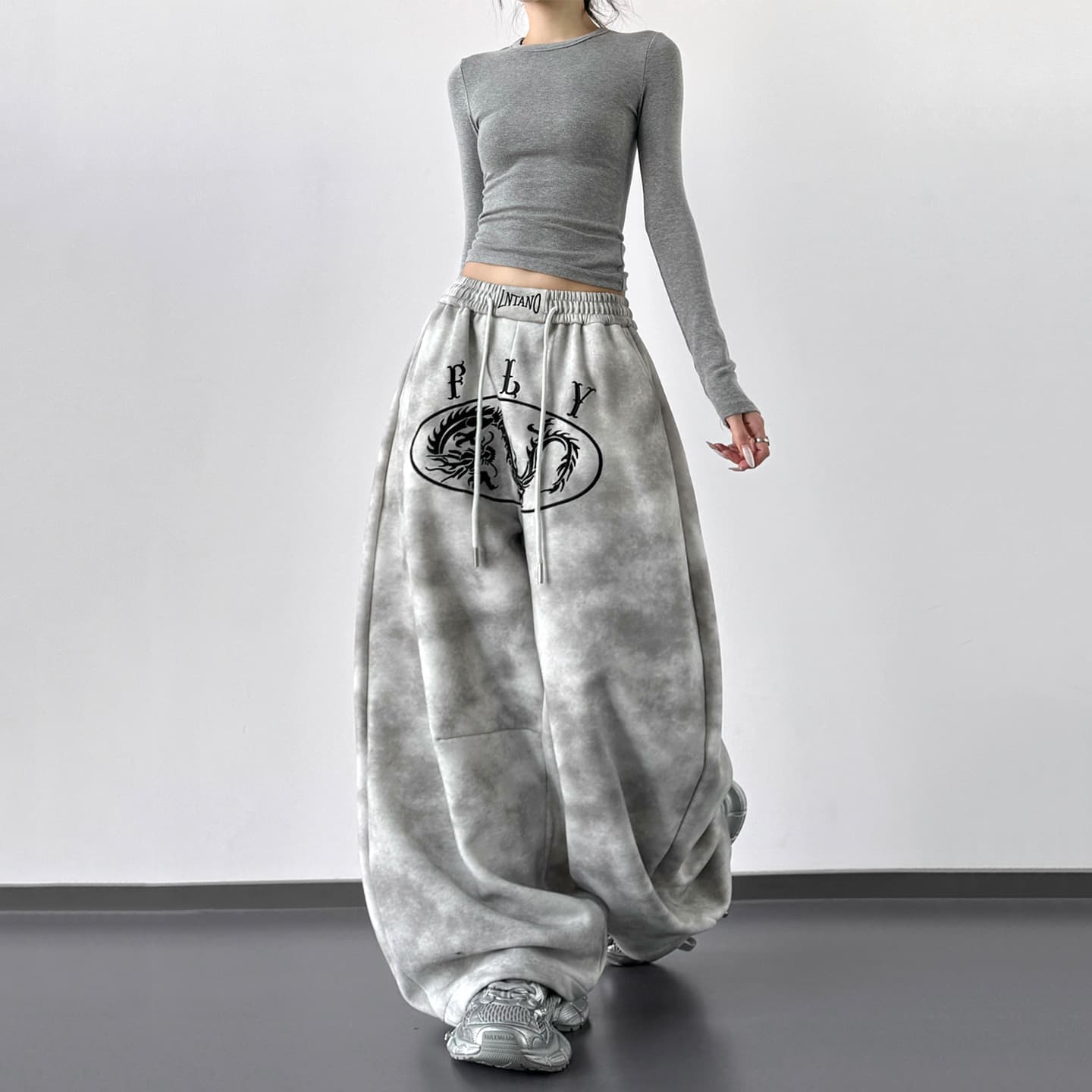 2025 Autumn New Korean Loose Fit Slimming Casual Pants for Women, High-Waist Straight Wide-Leg Long Pants Trendy