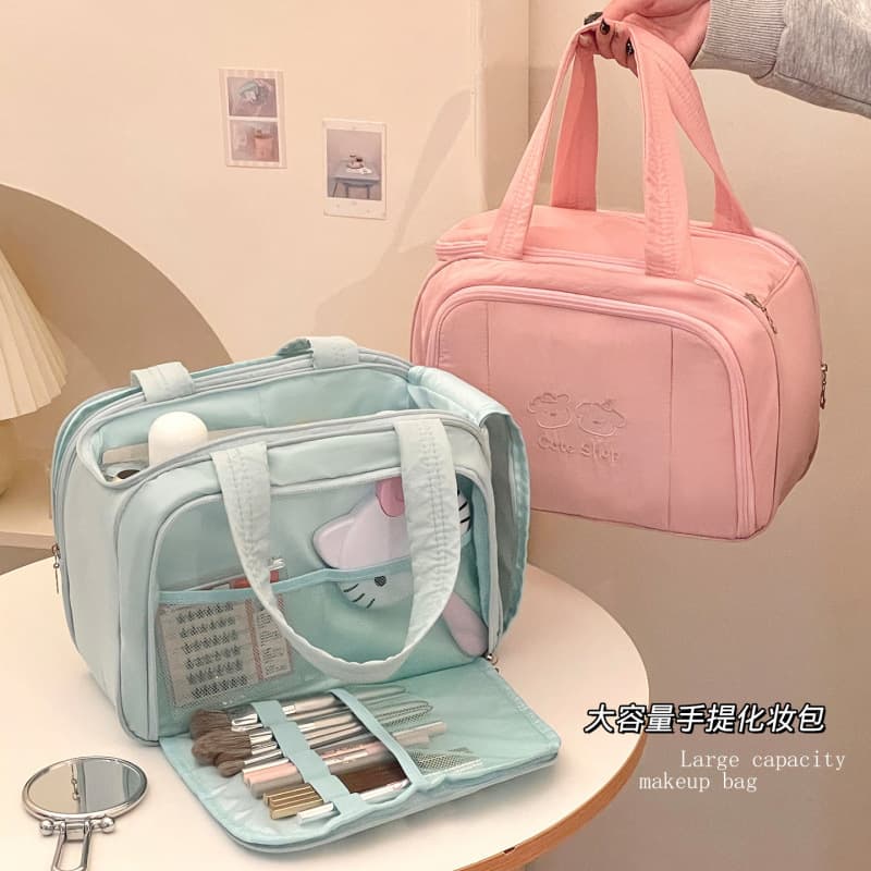 New Cross-Border Travel Handheld Large-Capacity Toiletry Bag, Portable Compartmentalized Skincare Storage Bag, Women's Cosmetic Bag