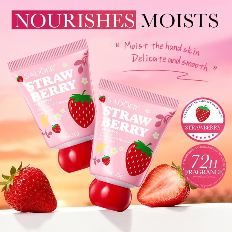 SADOER Strawberry VC Brightening Hand Cream, Moisturizing for Autumn and Winter, Cross-border Wholesale