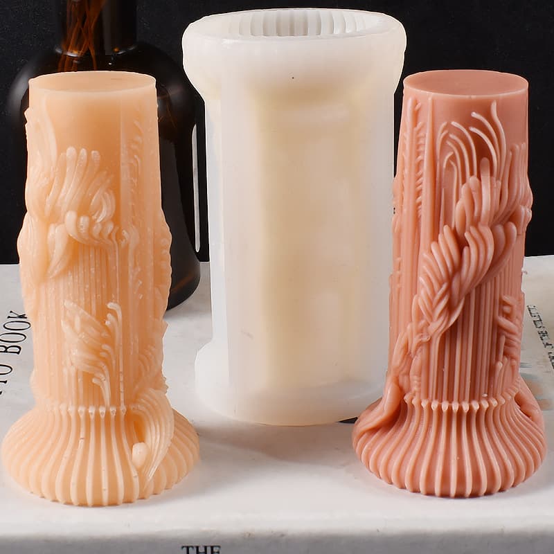 Roman Column Candle Mold Spiral Cylinder Plaster Silicone Mold Relief Wheat Ear Striped Pattern Candle Mold