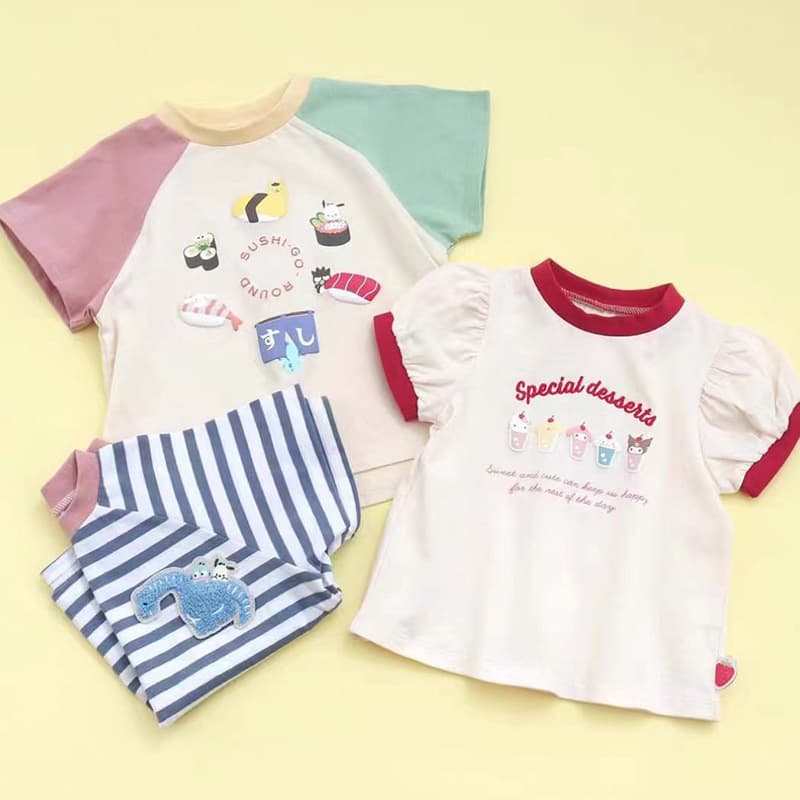 2024 Spring/Summer Kids Ice Cream Sushi Dinosaur Short Sleeve T-Shirt for Boys and Girls