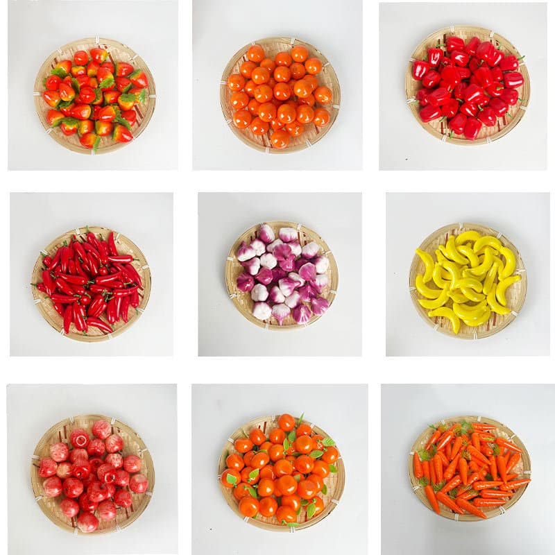Simulated foam mini apples and orange models, simulated fruit and vegetable sets, fake fruit props, decorative accessories
