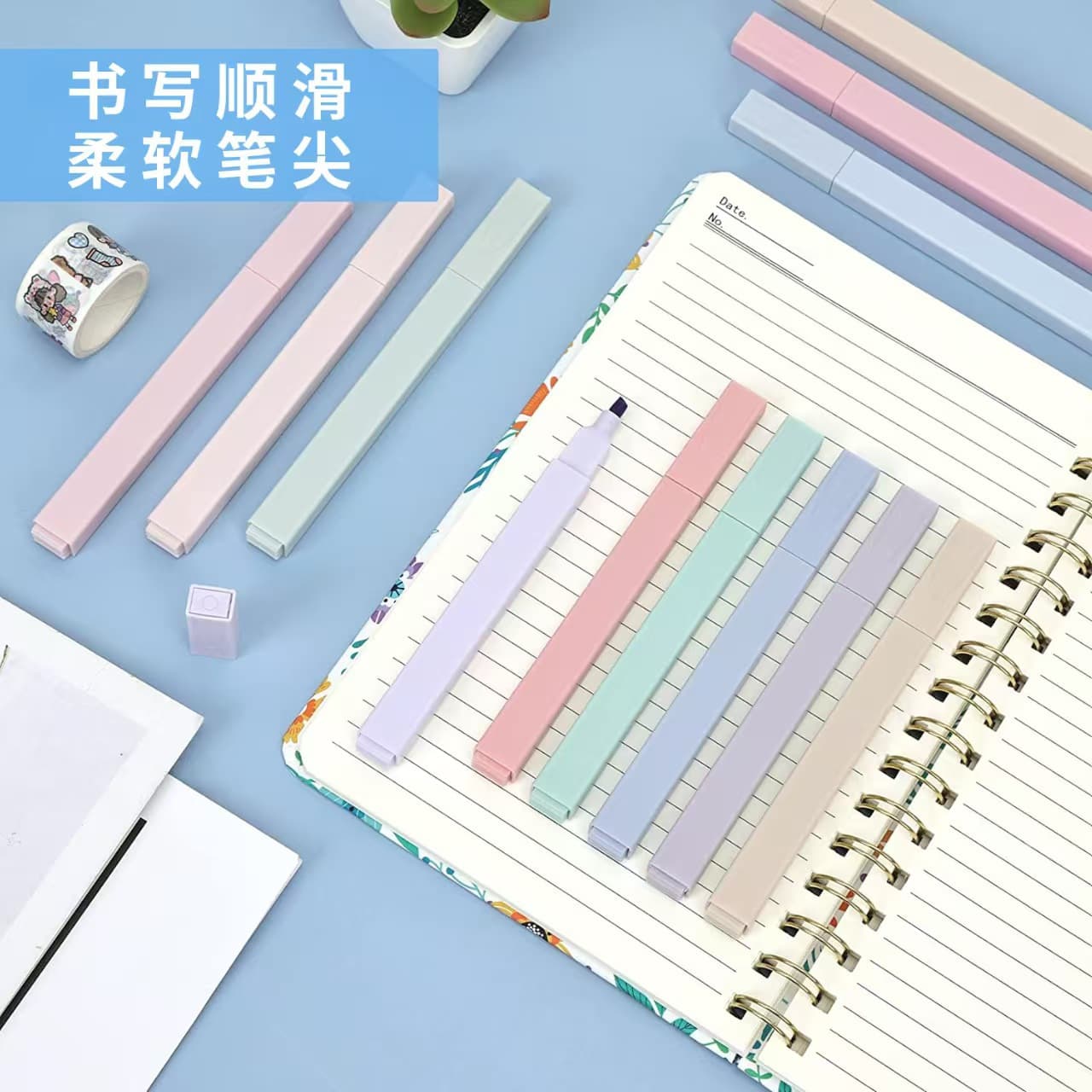 Morandi single and double-headed highlighter color large-capacity student eye protection soft-head marker pen hand account graffiti painting pen