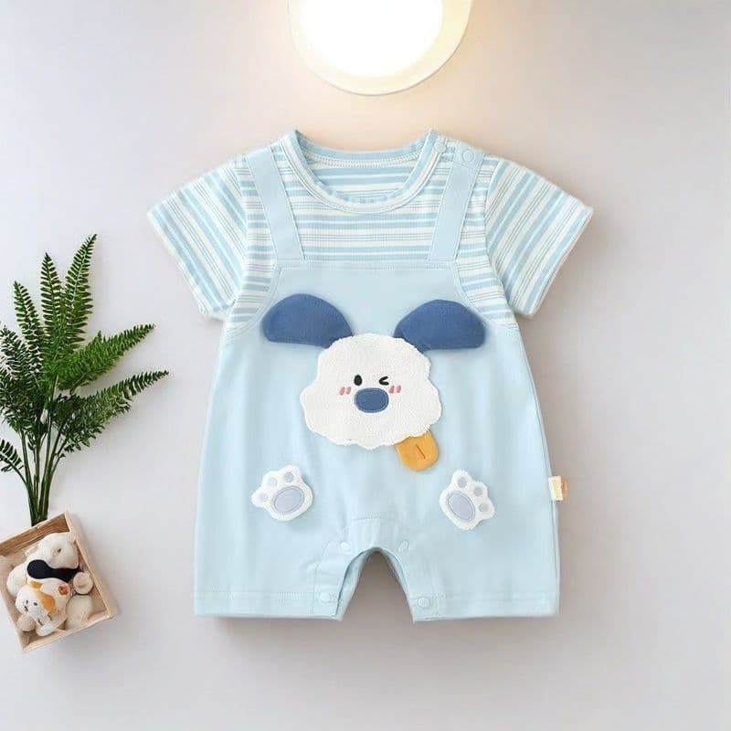 Baby Cotton Jumpsuit, Summer Short-Sleeved Thin Outdoor Clothing, Newborn Two-Piece Romper, Baby Romper, Summer Clothing