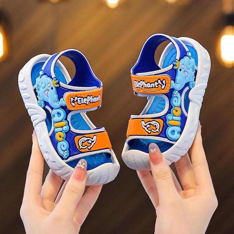 2026 Summer Cartoon Boys Closed-Toe Sandals Dinosaur Kids Beach Shoes Non-Slip Soft Sole Baby Walking Shoes