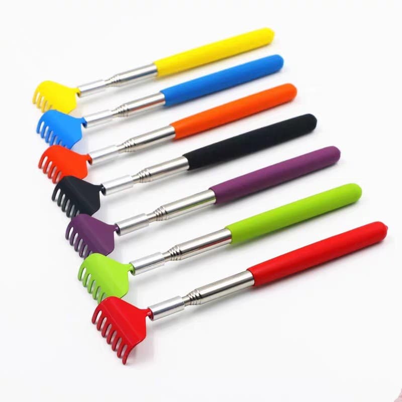 Factory Wholesale Seven-Tooth Colored Stainless Steel Extendable Itch Scratcher, Elder's Joy Massage Itch Relief Tool