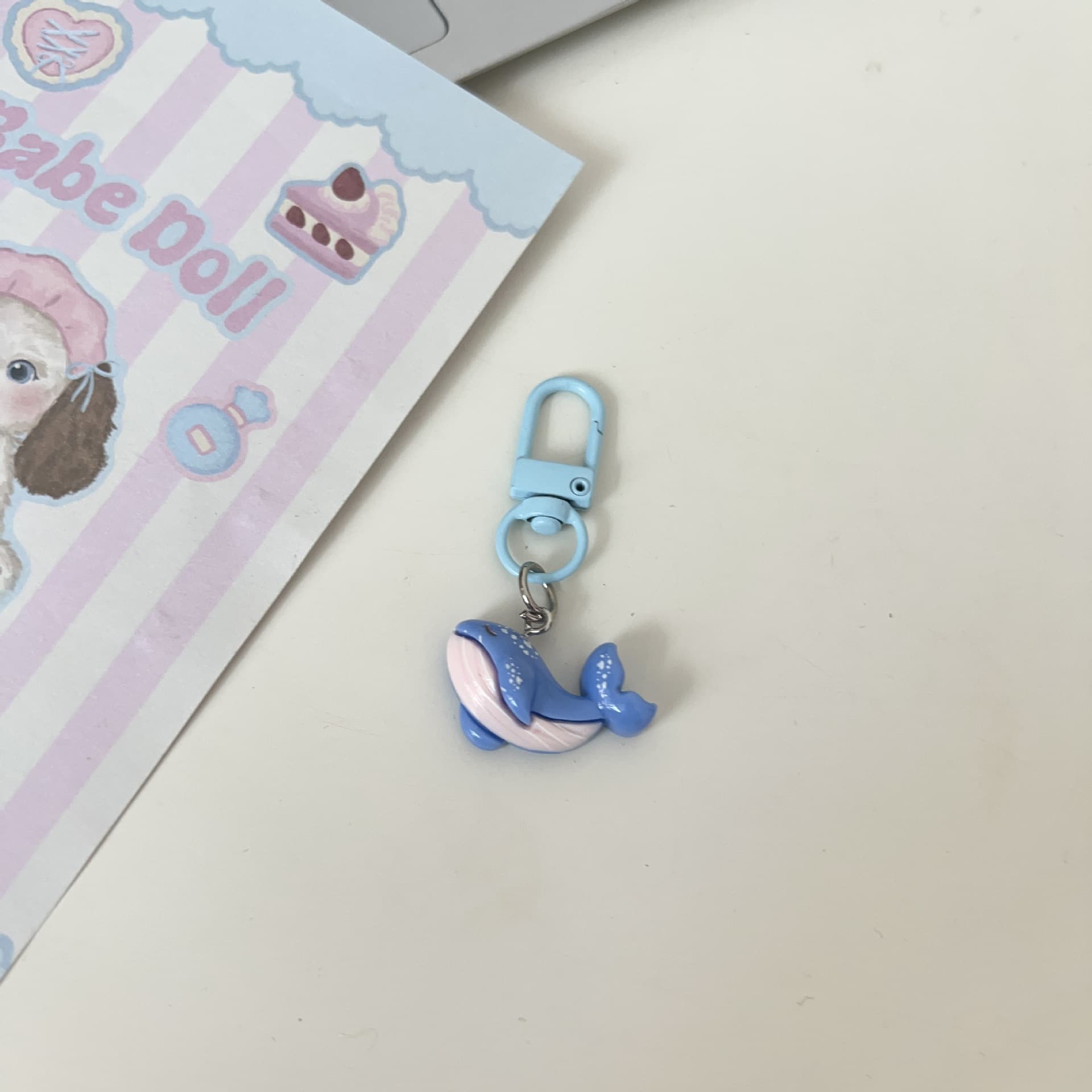 Cute Cartoon Ocean Series Solid Resin Keychain, Girl Bag Charm, Student Backpack Decoration, Small Gift
